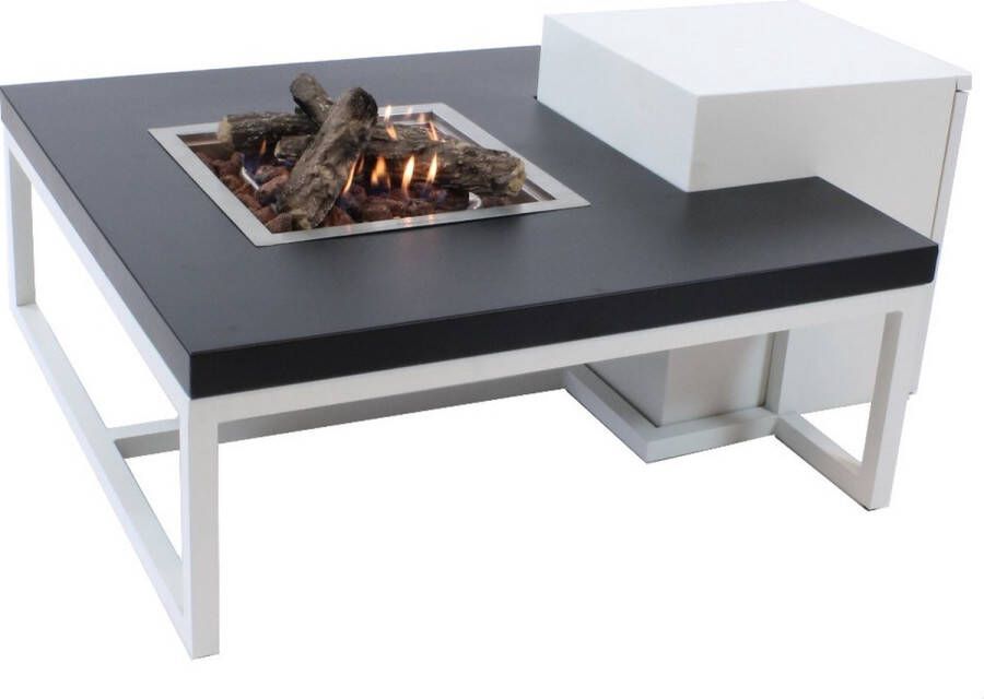 Enjoyfires vuurtafel Ambiance vierkant wit-zwart 90x90x35 cm