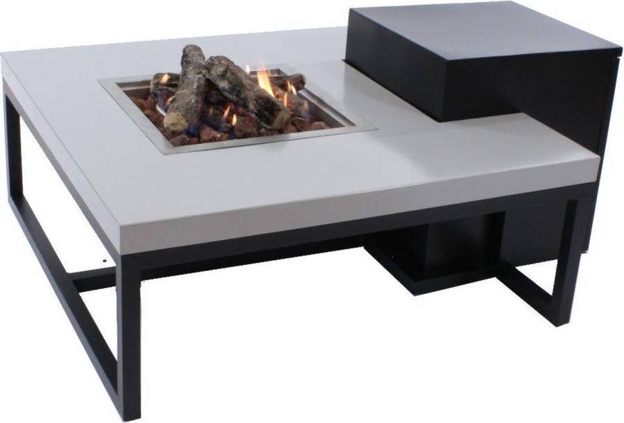 Enjoyfires vuurtafel Ambiance vierkant zwart-grijs 90x90x35 cm