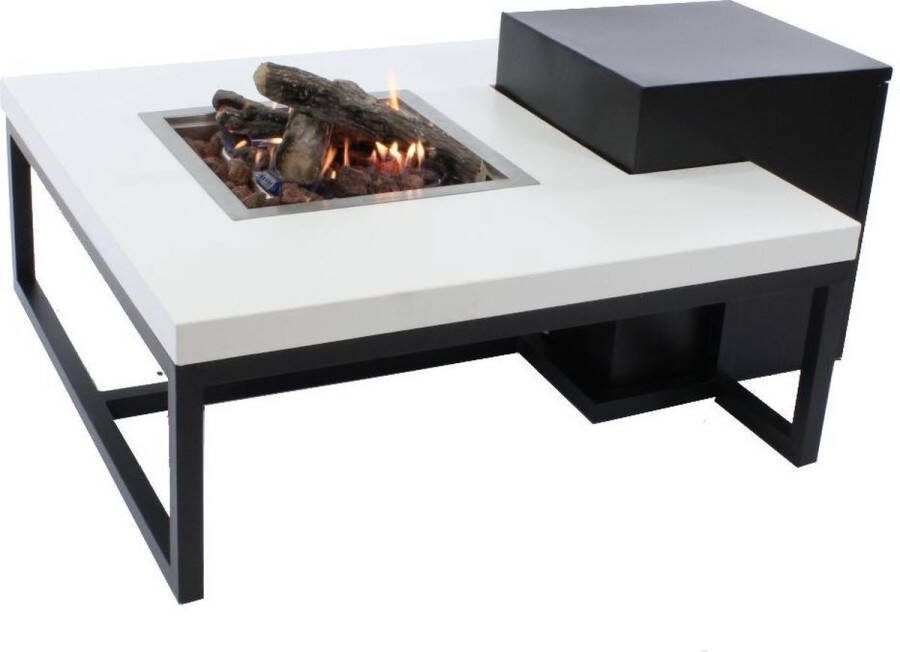 Enjoyfires vuurtafel Ambiance vierkant zwart-wit 90x90x35 cm