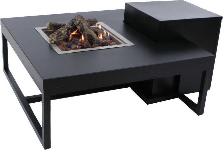 Enjoyfires vuurtafel Ambiance vierkant zwart-zwart 90x90x35 cm