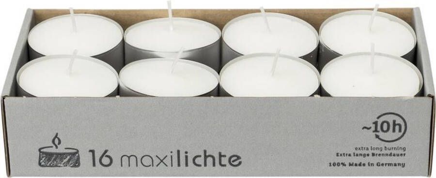 Enlightening Candles 16x Witte maxi theelichtjes waxinelichtjes 10 branduren Geurloze kaarsen Nightlights kaarsjes Extra lange brandduur brandtijd
