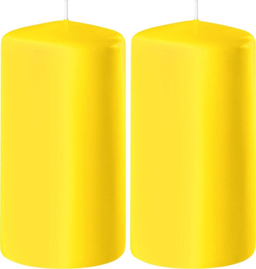 Enlightening Candles 2x Gele cilinderkaarsen stompkaarsen 6 x 10 cm 36 branduren Geurloze kaarsen geel Woondecoraties