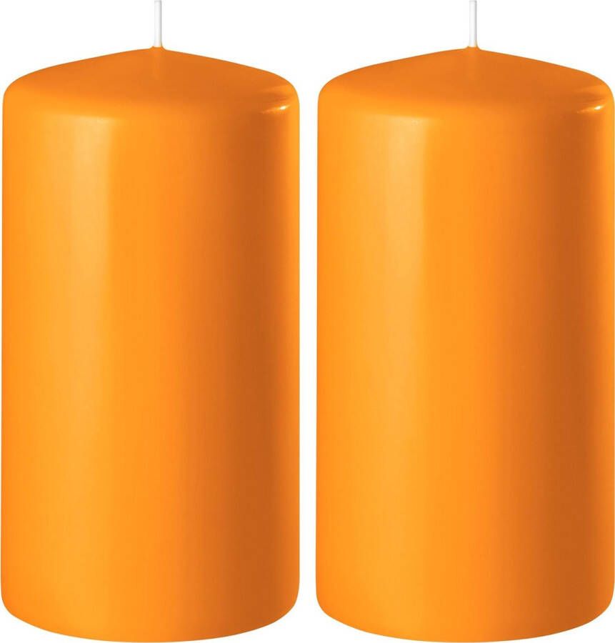 Enlightening Candles 2x Oranje cilinderkaarsen stompkaarsen 6 x 15 cm 58 branduren Geurloze kaarsen oranje Woondecoraties