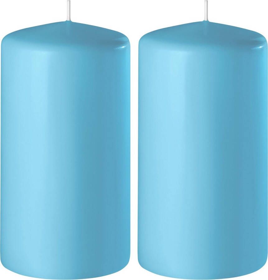 Enlightening Candles 2x Turquoise cilinderkaarsen stompkaarsen 6 x 15 cm 58 branduren Geurloze kaarsen turquoise Woondecoraties