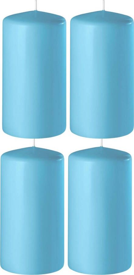Enlightening Candles 4x Turquoise cilinderkaarsen stompkaarsen 6 x 15 cm 58 branduren Geurloze kaarsen turquoise Woondecoraties