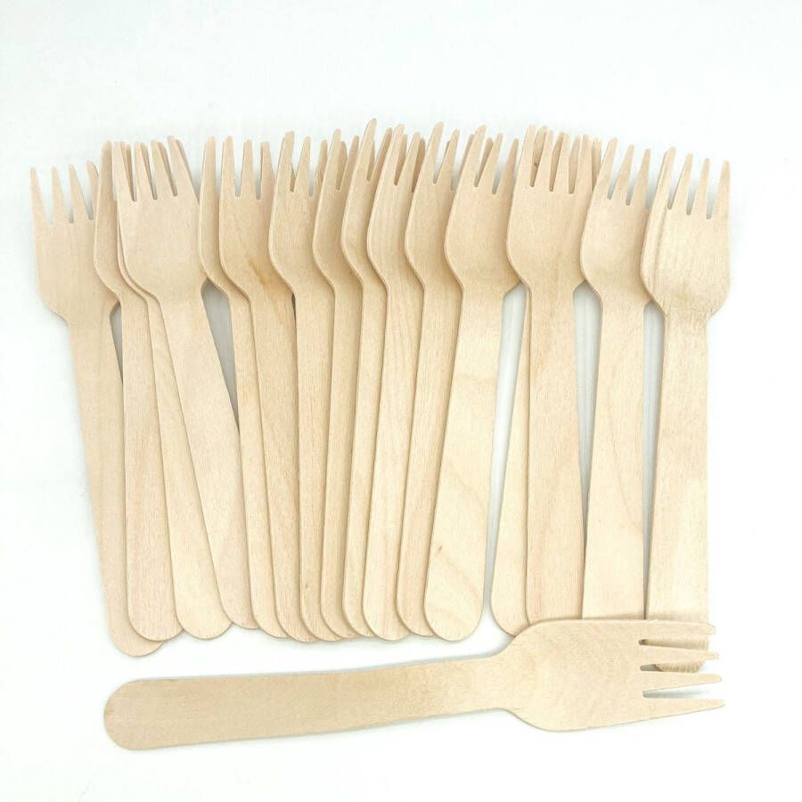 Enpack 1000 stuks x Houten wegwerp vorken Vork 160mm houten bestek gebaksvorkjes houten vork bestek set besteksets biologisch afbreekbaar bio vorken biologisch wooden cutlery duurzaam bestek