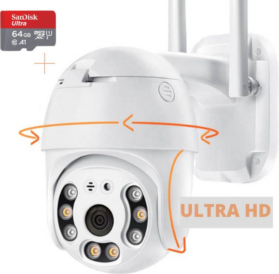 Envigante Beveiligingscamera PTZ 3MP 64GB Buiten Camera Beveiligingscamera buiten Artificial Intelligence Ultra HD Buiten camera met nachtzicht