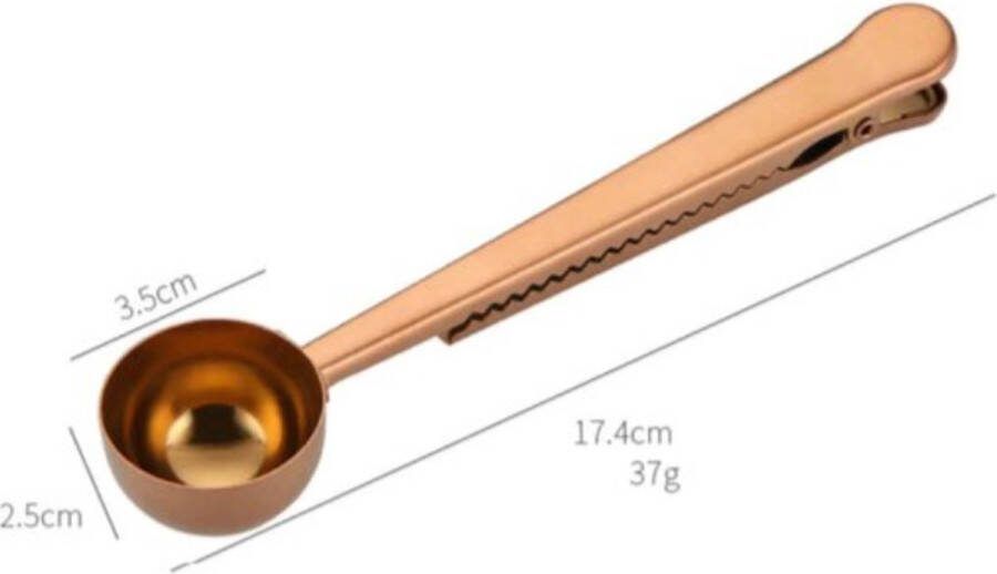 EPIN | Koffie Schepje | Maatschepje | Koffie Accessoires | Koffieschepje Met Klem | Lucht Dicht Afsluiten | BRONS