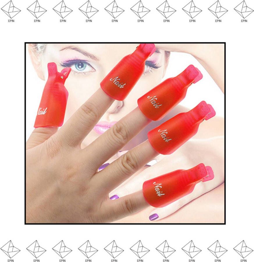 EPIN | Nagellak Remover Clips | Nagelclips | 10 Stuks | ROOD