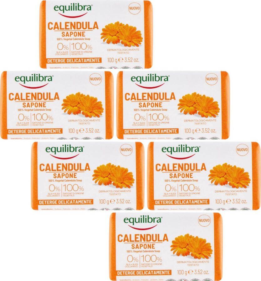 Equilibra Calendula Handzeep 6 x 100g Plantaardige Delicate Zeep Bar Zeep Zonder SLES Parabenen en Kleurstoffen