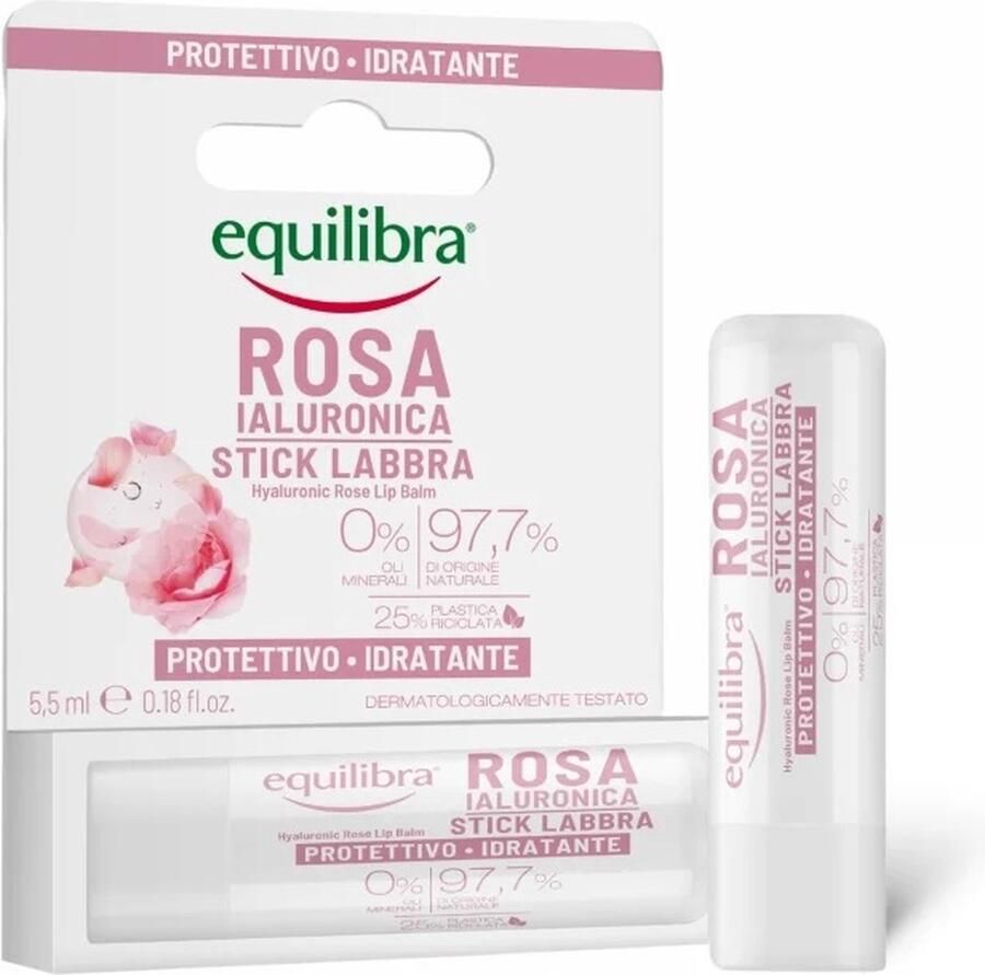 Equilibra Rosa rozen lippenbalsem met hyaluronzuur 5.5ml