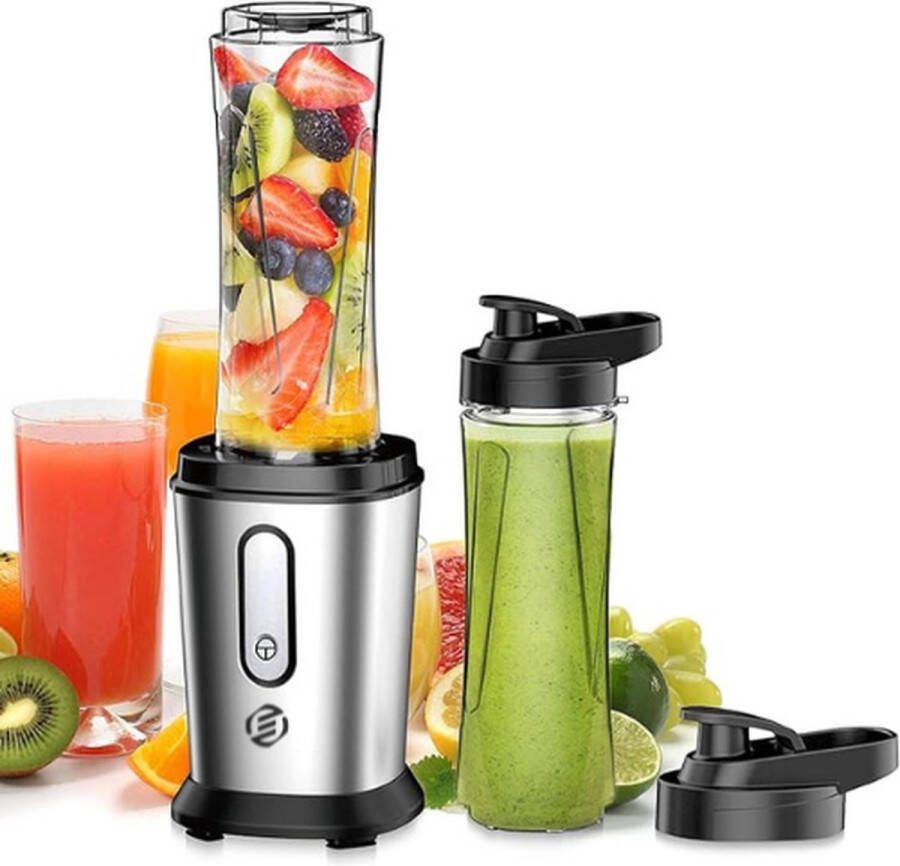 Equivera Blender Smoothiemixer Mini-mixer 2 x 600ML Flessen Anti-slippads
