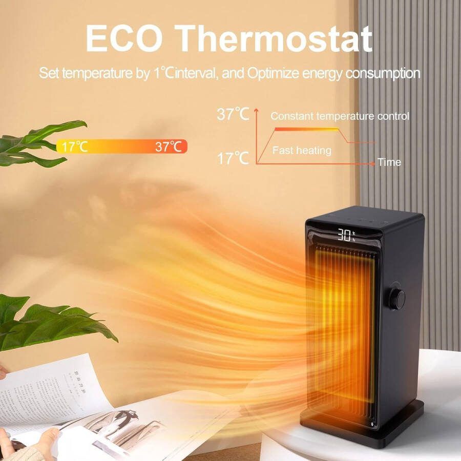 Equivera Elektrische Kachel Draagbare Verwarming Stil En Energiezuinig 3 Verwarmingsstanden Veiligheidsvoorzieningen