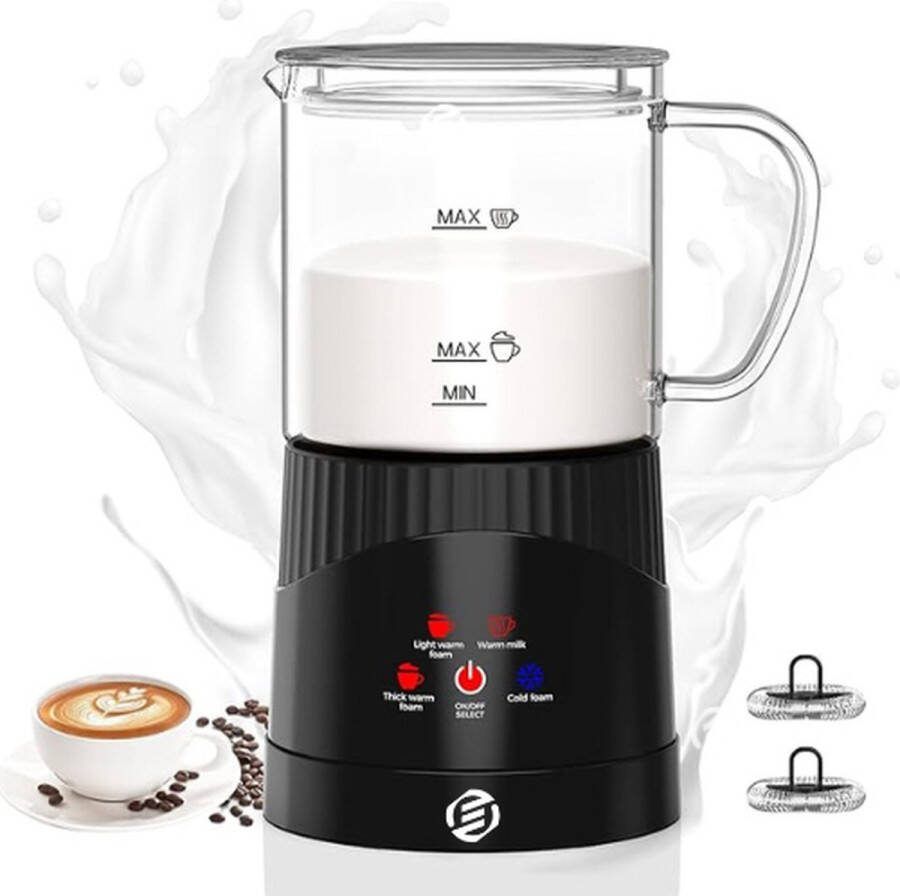 Equivera Elektrische Melkopschuimer Koffieopschuimer 4-In-1 Multifunctioneel Melkverwarmer