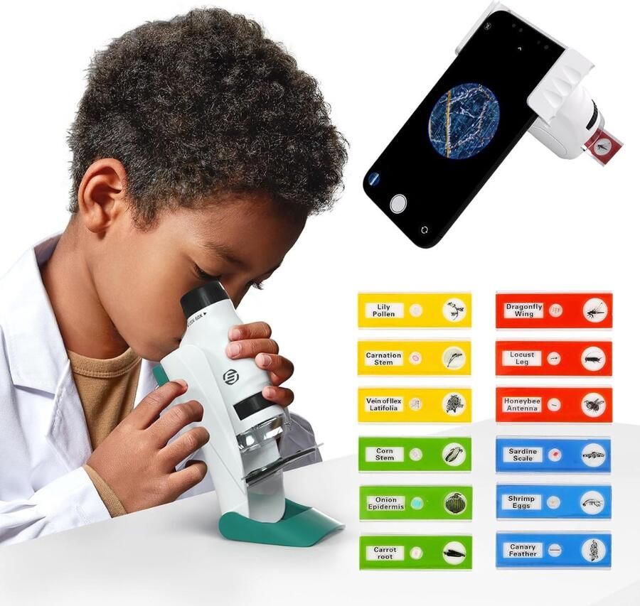 Equivera Miniscope Kinderen Microscoop Voor Kinderen Handmicroscoop Zakmicroscoop Educatief Speelgoed Montessori Speelgoed Fijne Motoriek