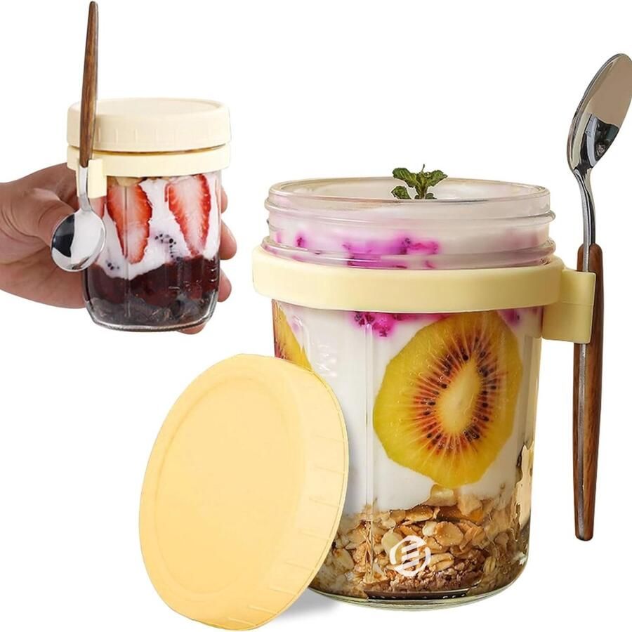 Equivera Overnight Oats Potjes Muesli Beker Mason Jar Havermout Set Must have voor jouw ontbijt