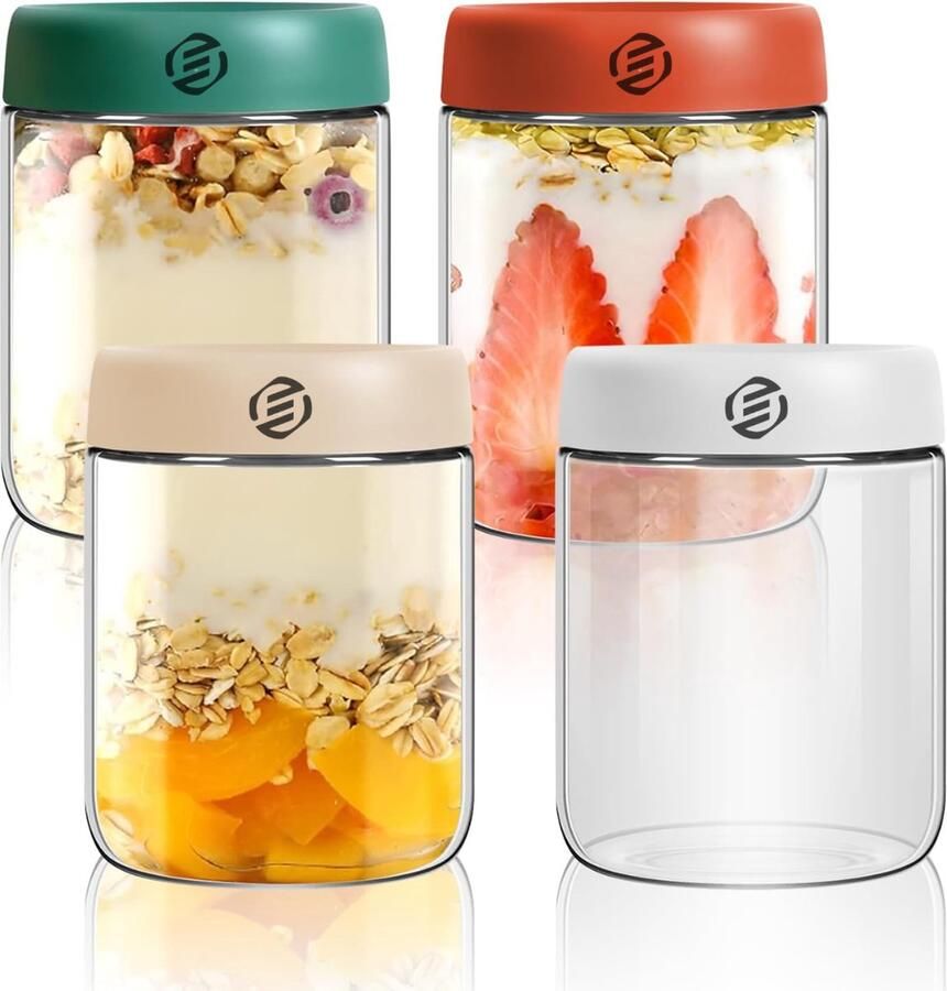 Equivera Overnight Oats Potjes Muesli Beker Mason Jar Havermout Set Must have voor jouw ontbijt