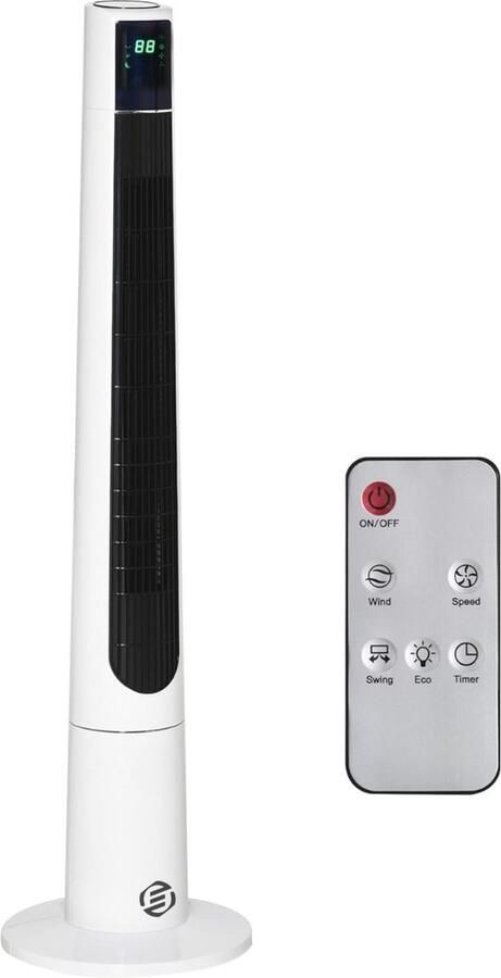 Equivera Torenventilator Staande Ventilator met Afstandsbediening Kolomventilator Verschillende Snelheden Timer Ventilator Staand
