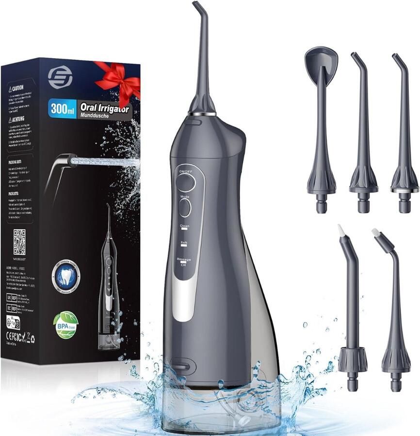 Equivera Waterflosser Monddouche Waterflosser Draadloos Flosapparaat Verwijderd Tandplak Eenvoudig