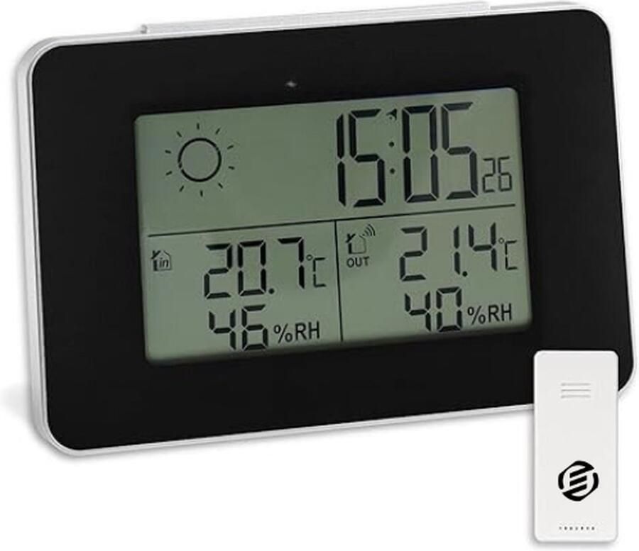 Equivera Weerstation Binnen en Buiten Weerstation voor in Huis Temperatuur en Luchtvochtigheid Draadloos