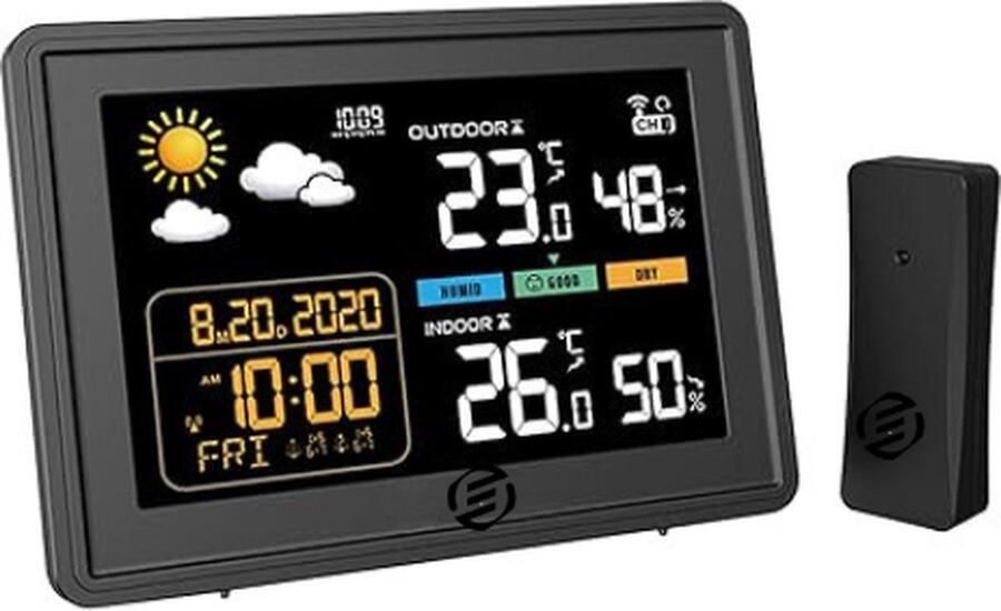 Equivera Weerstation Binnen en Buiten Weerstation voor in Huis Temperatuur en Luchtvochtigheid Draadloos