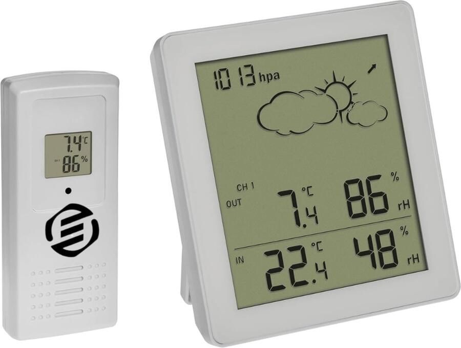 Equivera Weerstation Binnen en Buiten Weerstation voor in Huis Temperatuur en Luchtvochtigheid Draadloos