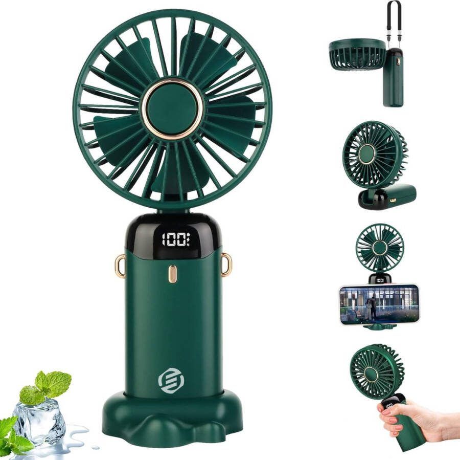 Equivera Handventilator Mini Ventilator Hand Ventilator Hanventilator Oplaadbaar Draabare Ventilator
