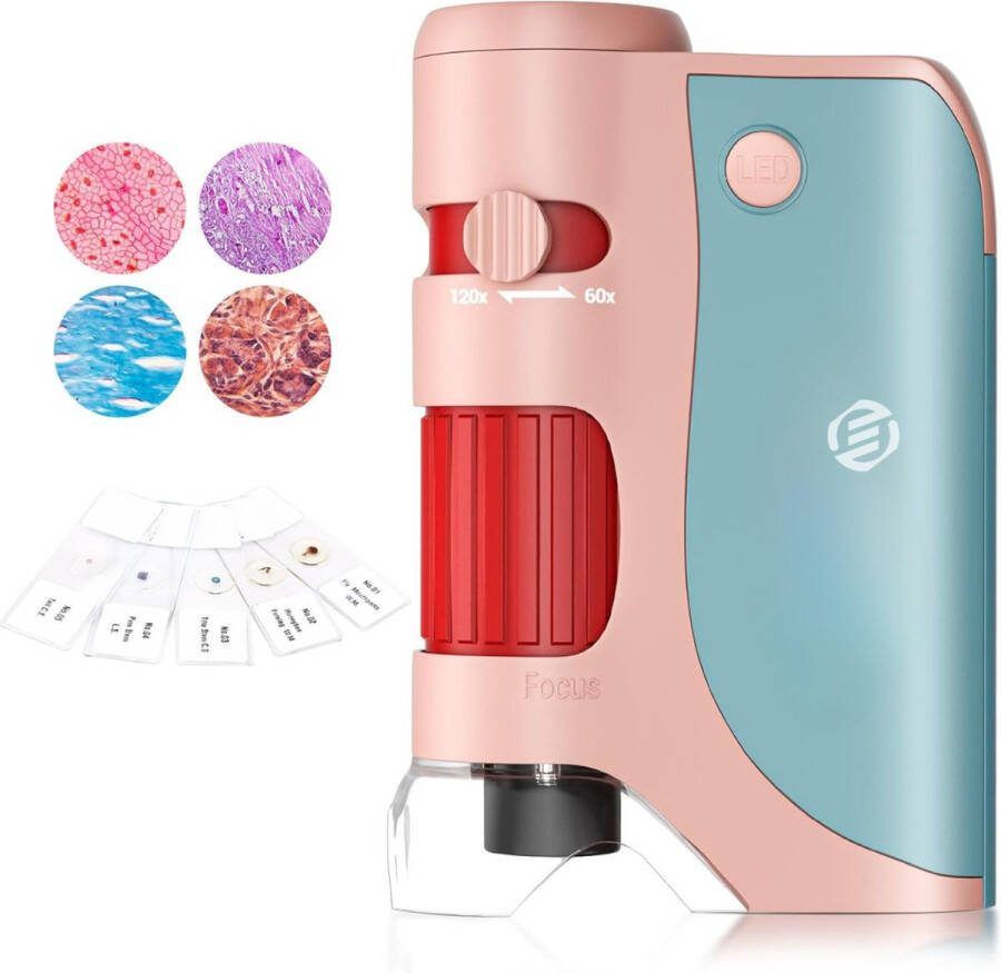 Equivera Miniscope Kinderen Microscoop Voor Kinderen Handmicroscoop Zakmicroscoop Educatief Speelgoed Montessori Speelgoed Fijne Motoriek