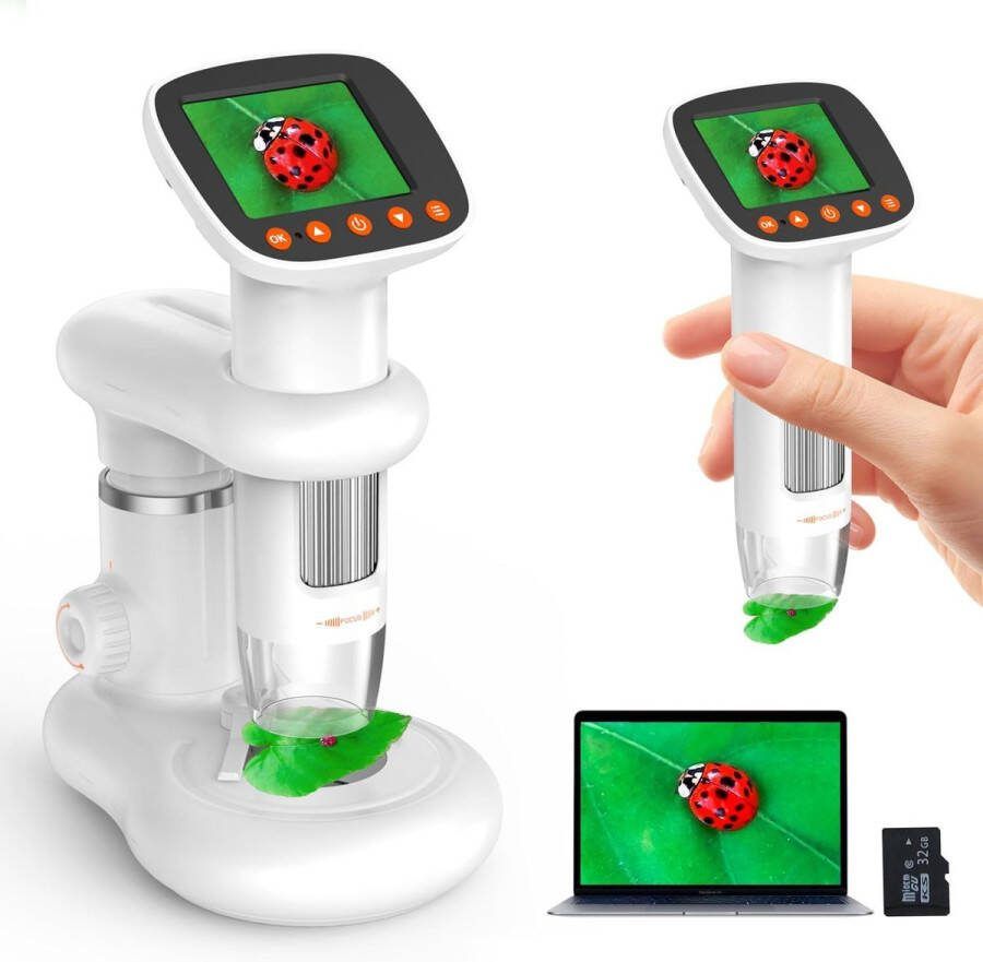 Equivera Miniscope Kinderen Microscoop Voor Kinderen Handmicroscoop Zakmicroscoop Educatief Speelgoed Montessori Speelgoed Fijne Motoriek