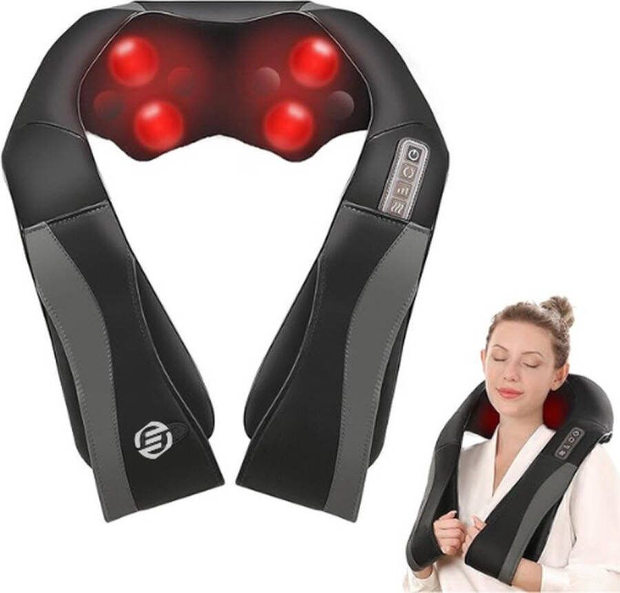 Equivera Nek Massageapparaat Massagekussen Rug- En Schoudermassage Warmtebehandeling Spierpijnverlichting Ontspanning