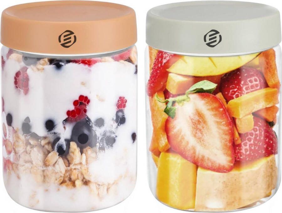 Equivera Overnight Oats Potjes Muesli Beker Mason Jar Havermout Set Must have voor jouw ontbijt