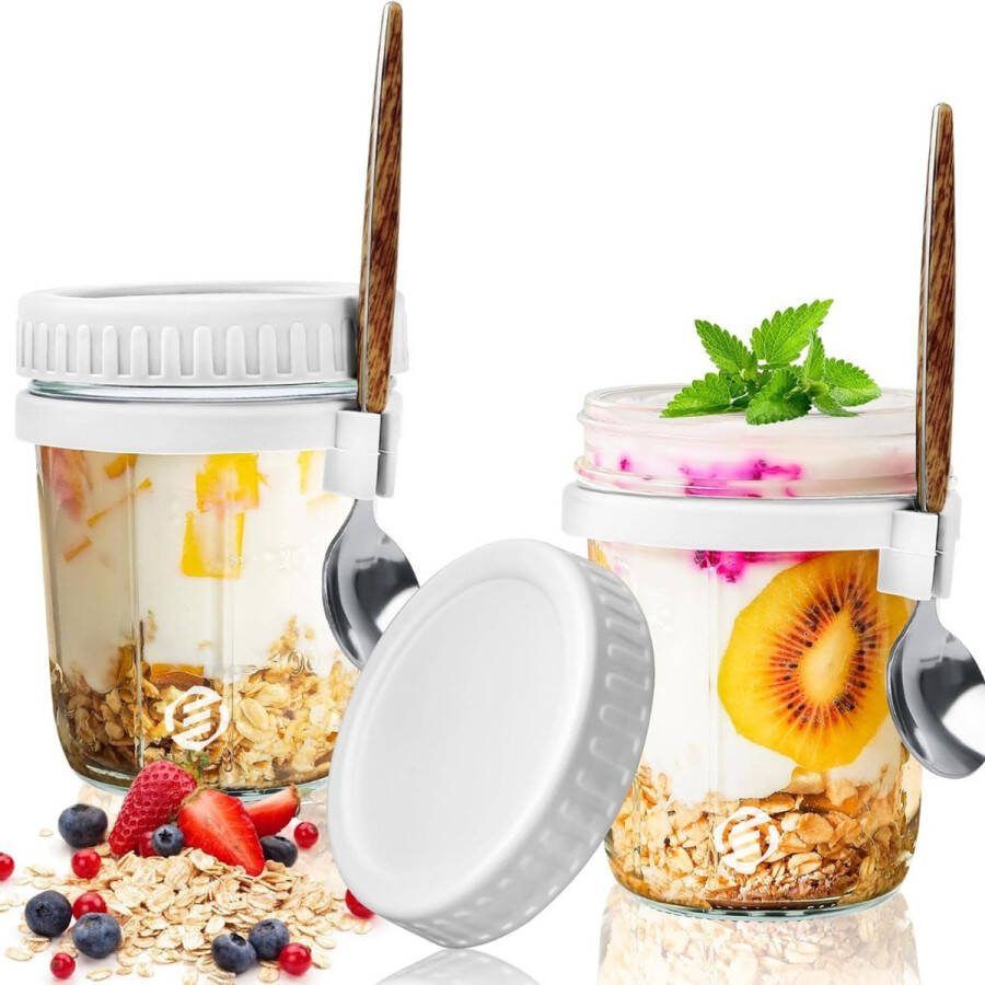 Equivera Overnight Oats Potjes Muesli Beker Mason Jar Havermout Set Must have voor jouw ontbijt