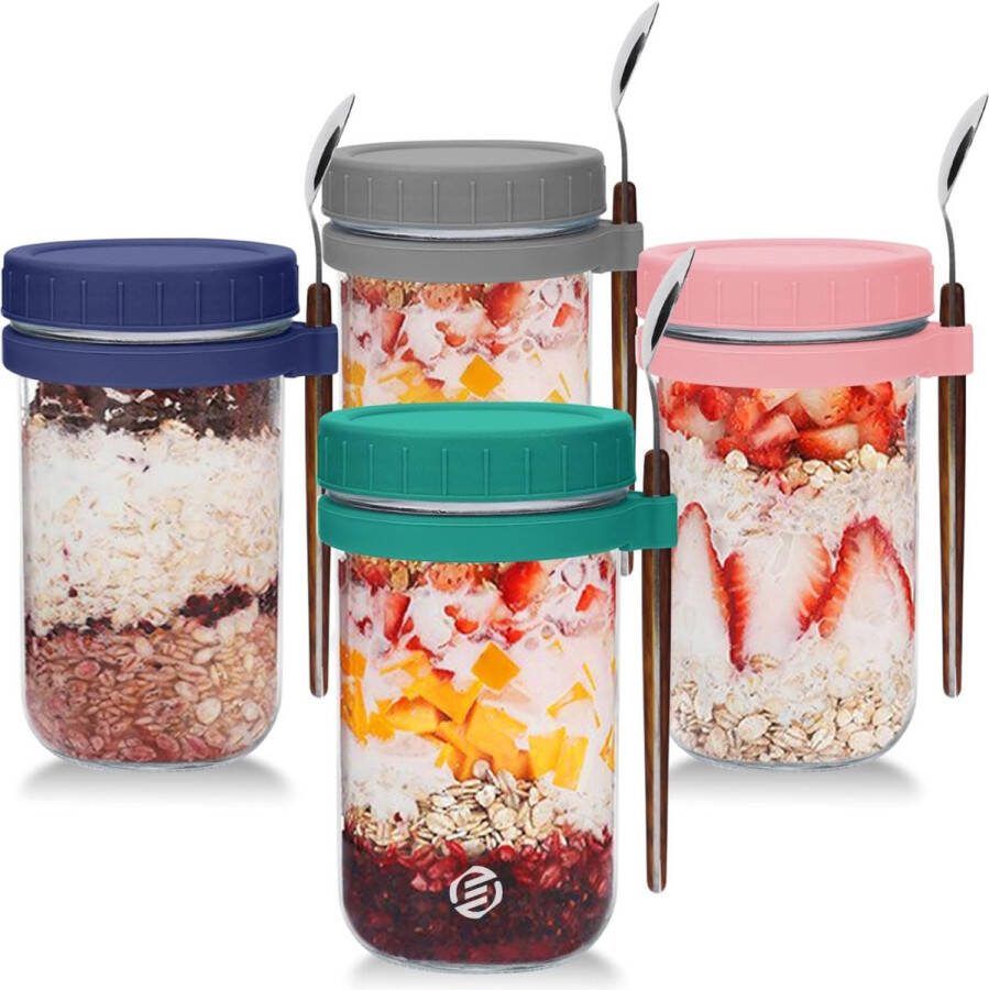 Equivera Overnight Oats Potjes Muesli Beker Mason Jar Havermout Set Must have voor jouw ontbijt