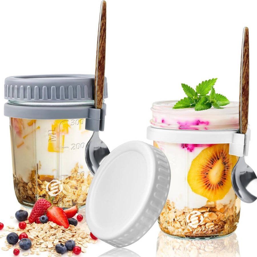 Equivera Overnight Oats Potjes Muesli Beker Mason Jar Havermout Set Must have voor jouw ontbijt