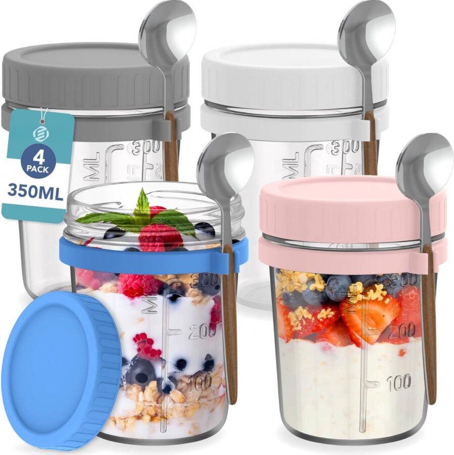 Equivera Overnight Oats Potjes Muesli Beker Mason Jar Havermout Set Must have voor jouw ontbijt