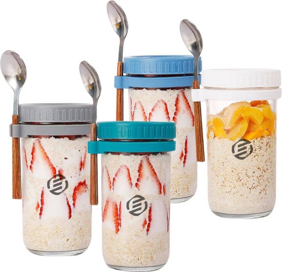 Equivera Overnight Oats Potjes Muesli Beker Mason Jar Havermout Set Must have voor jouw ontbijt
