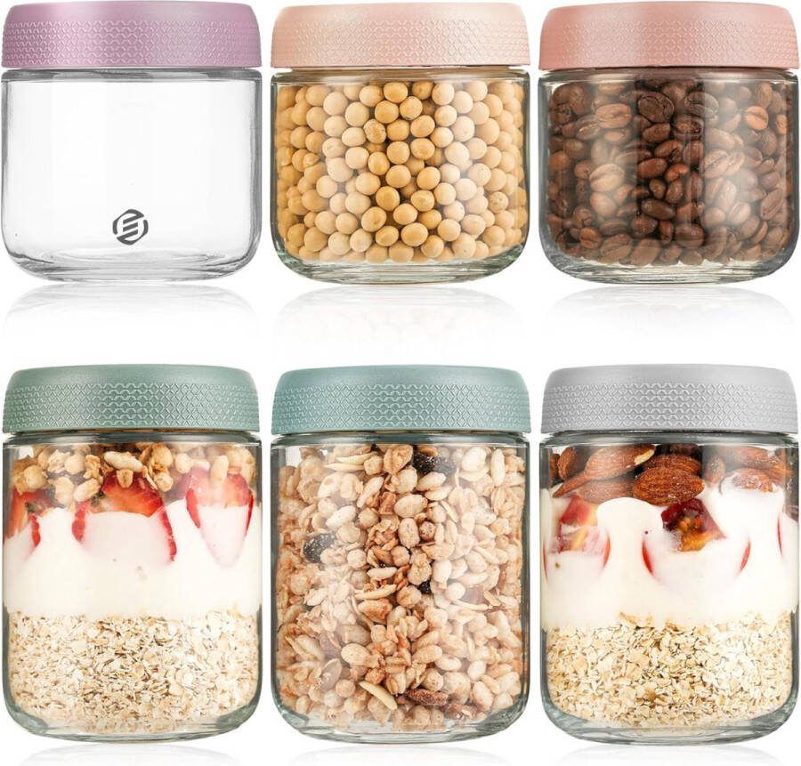 Equivera Overnight Oats Potjes Muesli Beker Mason Jar Havermout Set Must have voor jouw ontbijt