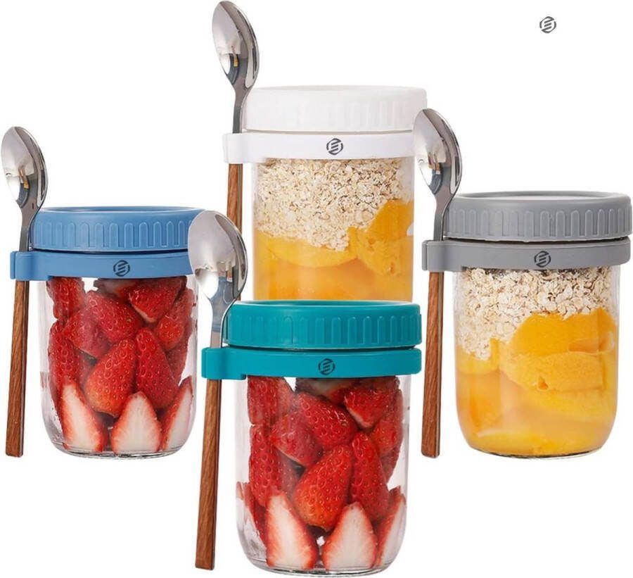 Equivera Overnight Oats Potjes Muesli Beker Mason Jar Havermout Set Must have voor jouw ontbijt