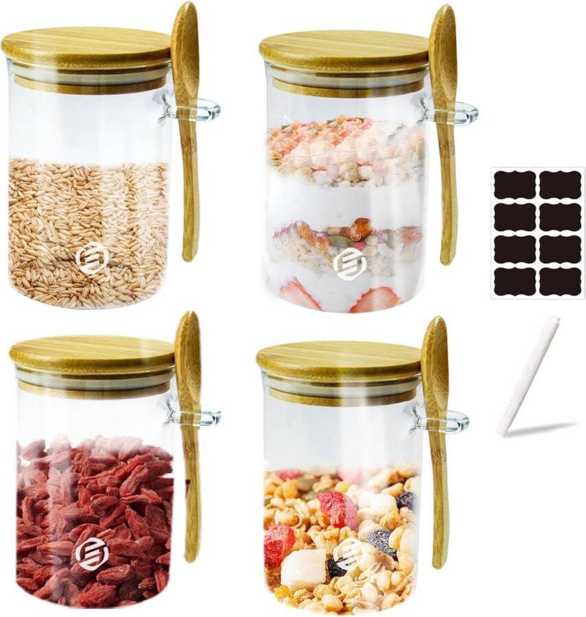 Equivera Overnight Oats Potjes Muesli Beker Mason Jar Havermout Set Must have voor jouw ontbijt