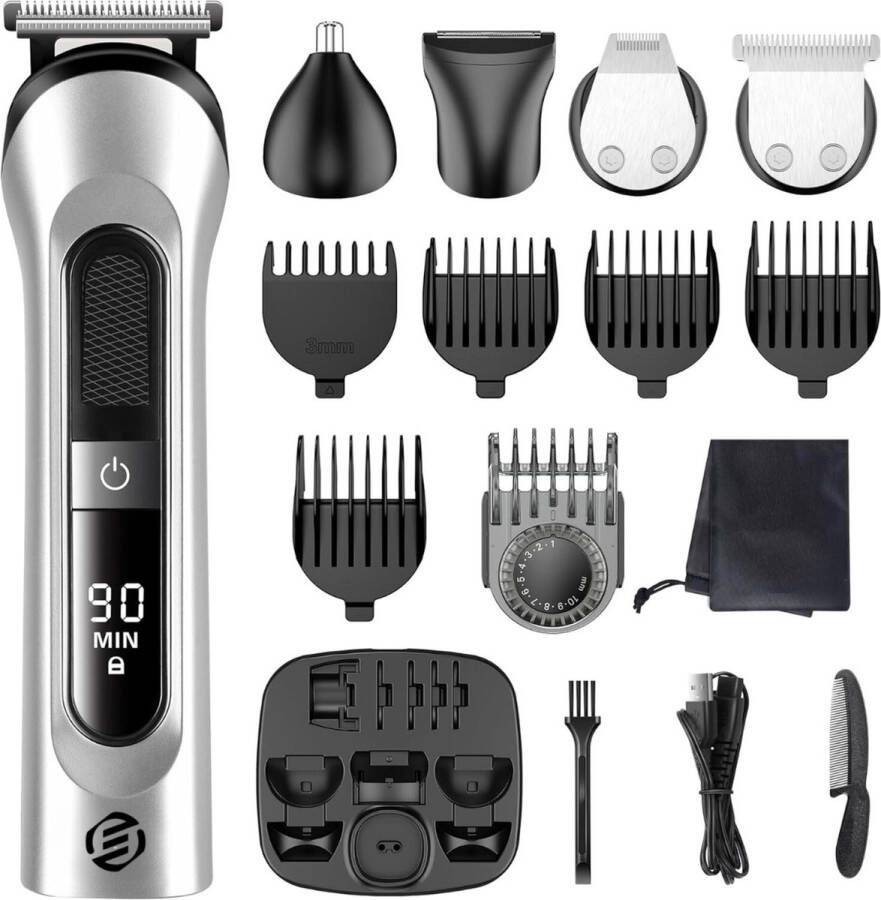 Equivera Professionele Tondeuse Draadloos Trimmer Voor Mannen Haartrimmer Baardtrimmer LED-Display