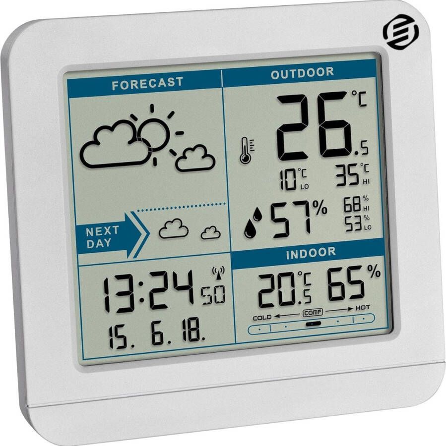 Equivera Weerstation Binnen en Buiten Weerstation voor in Huis Temperatuur en Luchtvochtigheid Draadloos