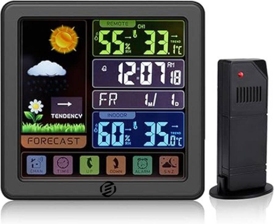 Equivera Weerstation Binnen en Buiten Weerstation voor in Huis Temperatuur en Luchtvochtigheid Draadloos