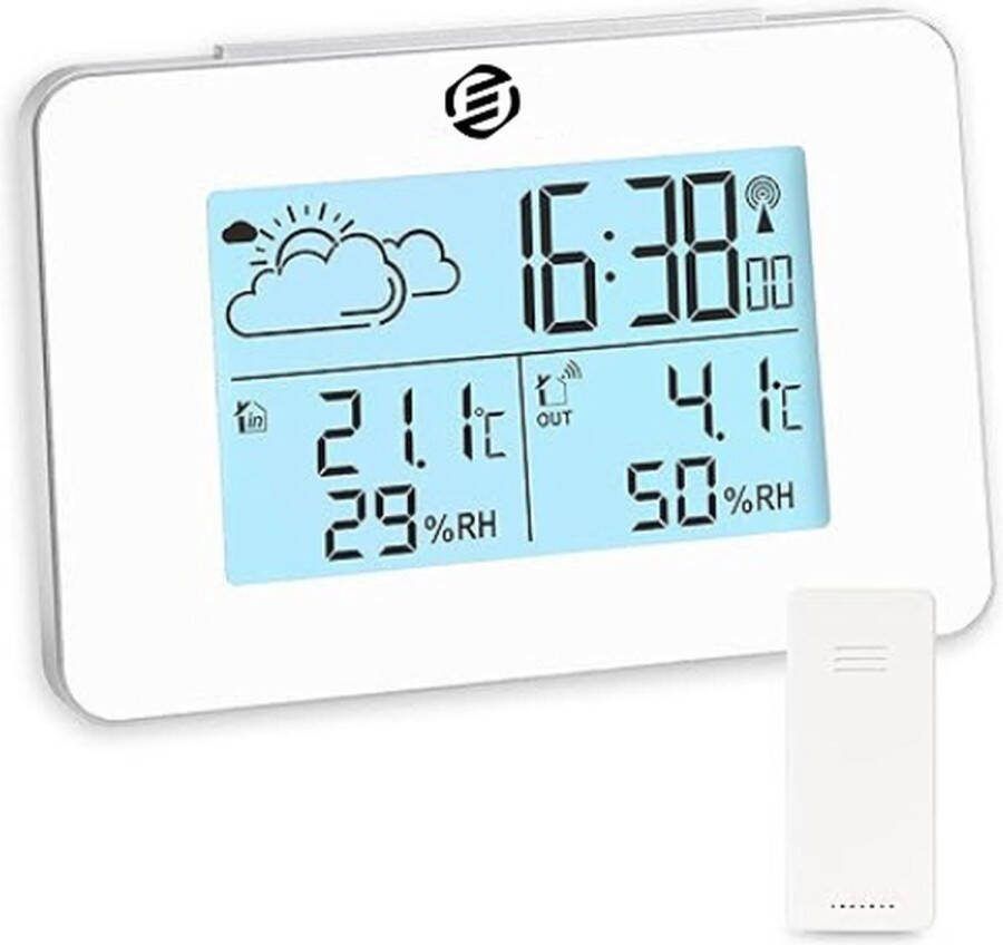 Equivera Weerstation Binnen en Buiten Weerstation voor in Huis Temperatuur en Luchtvochtigheid Draadloos