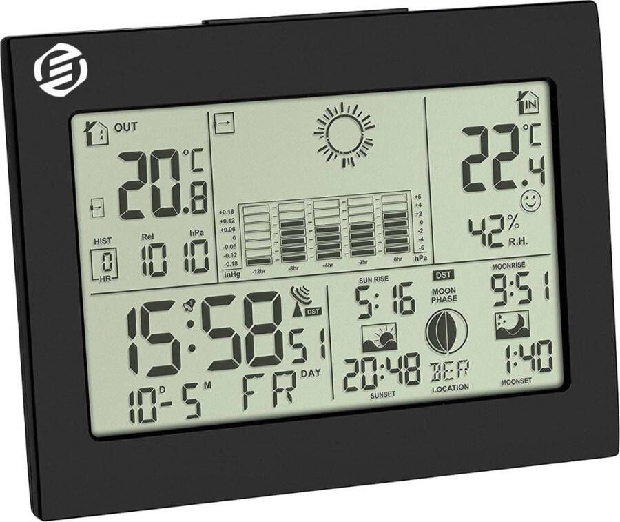 Equivera Weerstation Binnen en Buiten Weerstation voor in Huis Temperatuur en Luchtvochtigheid Draadloos