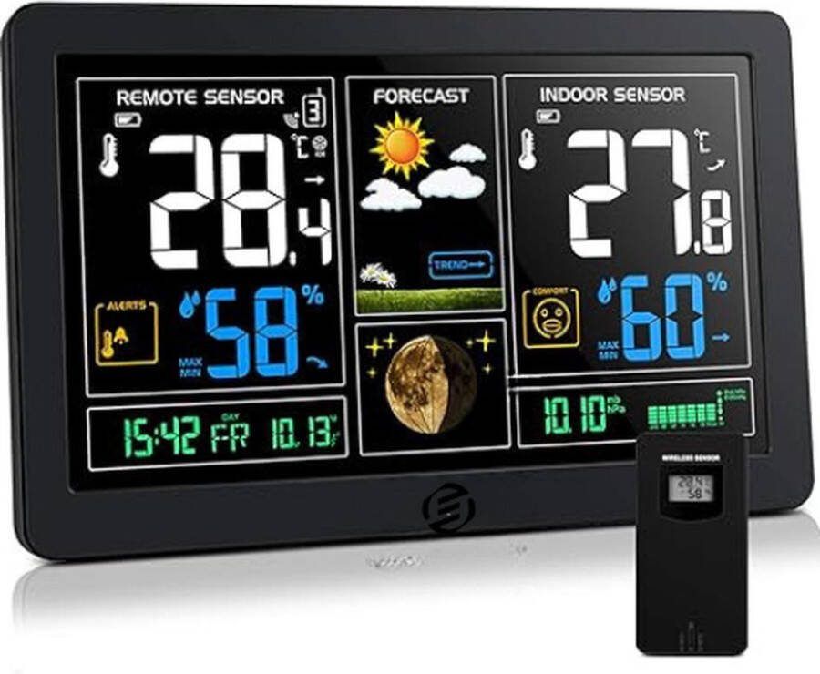 Equivera Weerstation Binnen en Buiten Weerstation voor in Huis Temperatuur en Luchtvochtigheid Draadloos