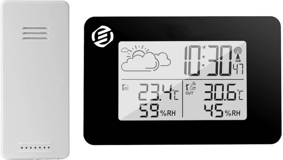 Equivera Weerstation Binnen en Buiten Weerstation voor in Huis Temperatuur en Luchtvochtigheid Draadloos