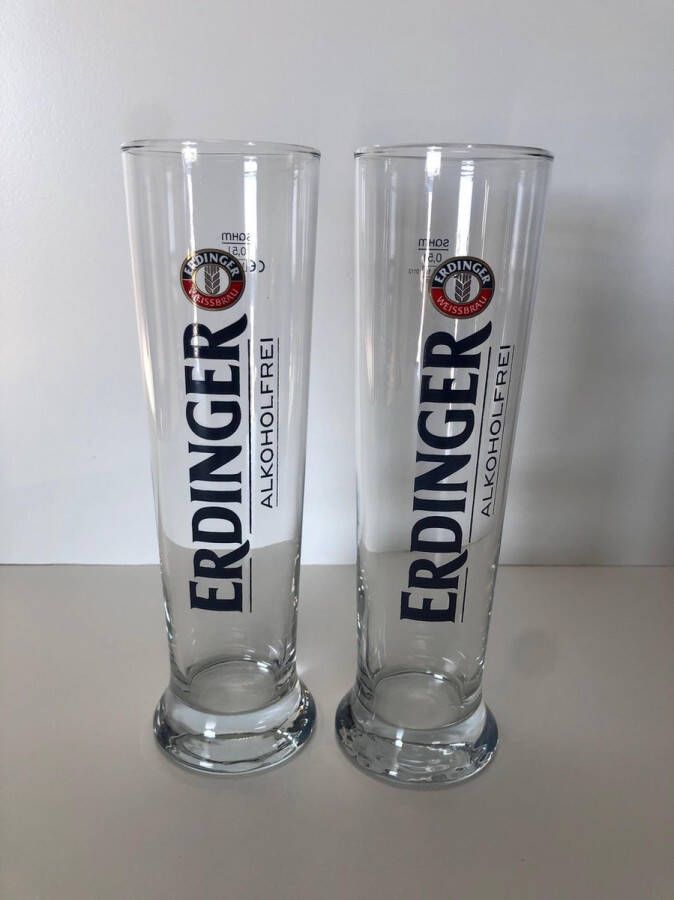 Erdinger 2x 50cl bokaal alcoholfrei alcoholvrij bierglas bierglazen