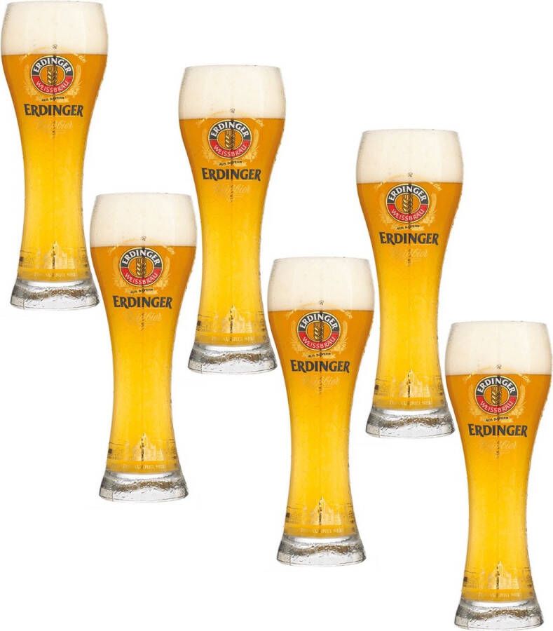 Erdinger Bierglazen 50cl set van 6 stuks Bier Glas 0 5 l Taps Toelopend 500 ml Vaatwasser bestendig