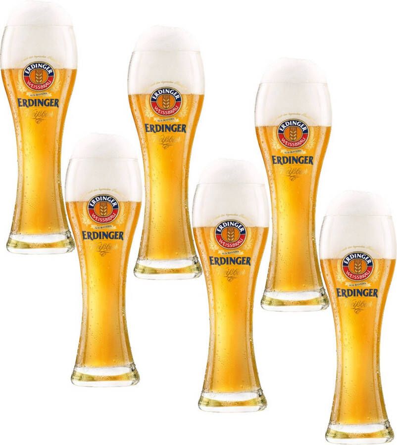 Erdinger Bierglazen 50cl set van 6 stuks Bier Glas 0 5 l Taps Toelopend 500 ml Vaatwasser bestendig