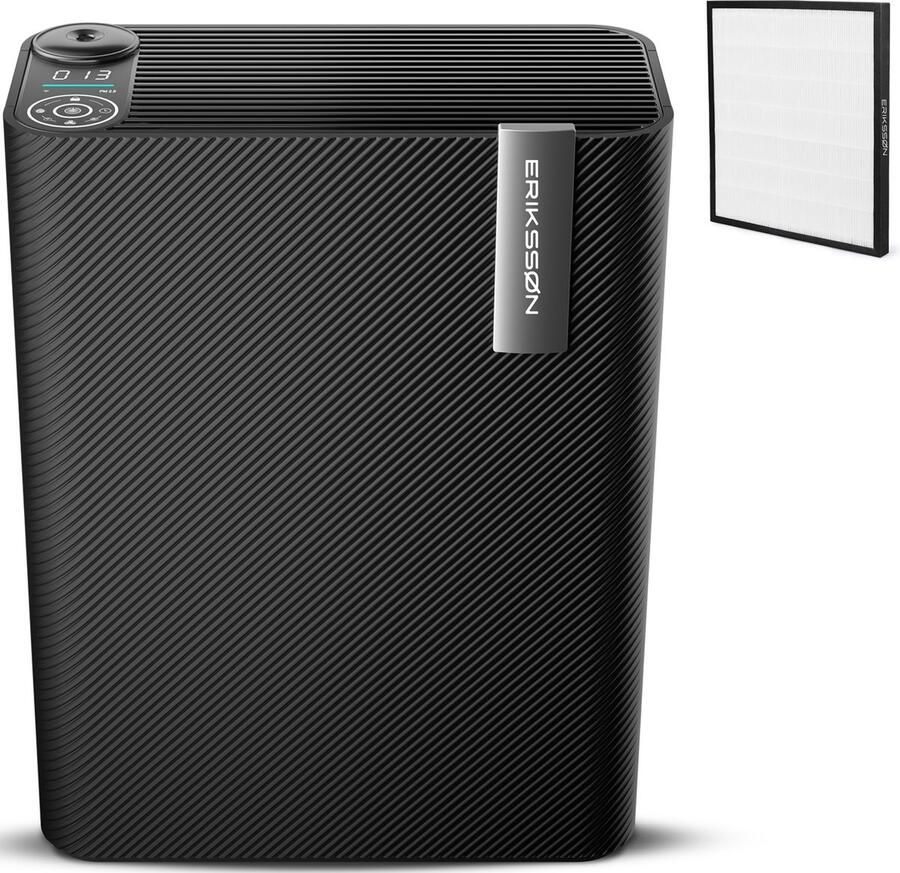 Erikssøn 2-in-1 Luchtreiniger Air Pure Pro met Luchtbevochtiger Met 2 Hepa Filters 330 m3 u Helpt Tegen Stof En Hooikoorts En Allergie Air Purifier